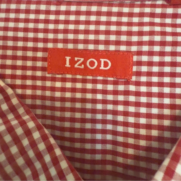 Izod- Men’s Button Down Shirt 4XLT Red Check Long Sleeve Classic Fit - Picture 6 of 8
